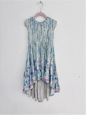 Girls Tiny Roots Bamboo Casual Dress 5T Blue Purple Snowflake Print High Low